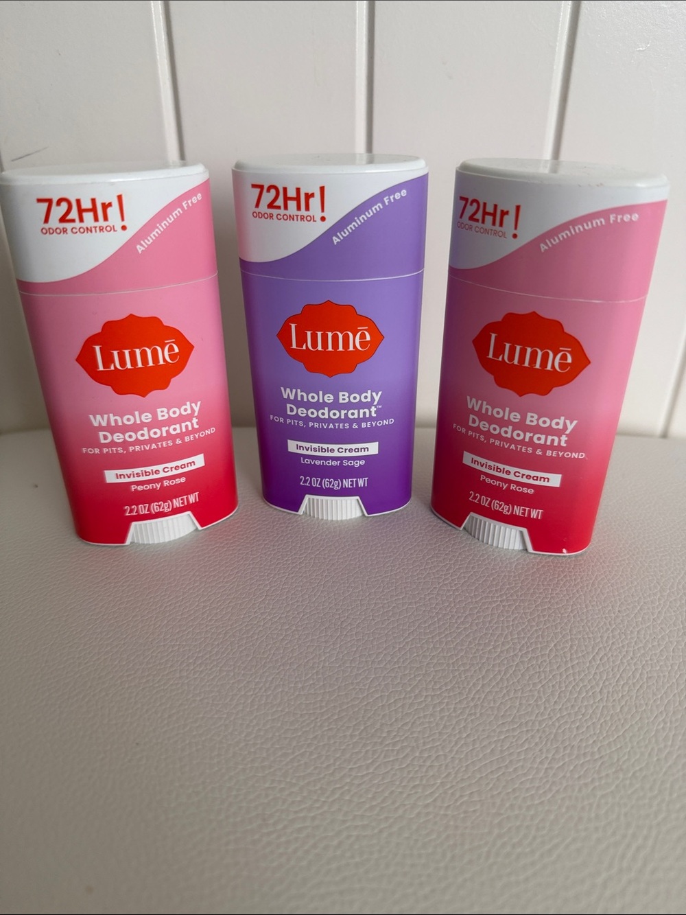 Lot of 3 Lumē Whole Body Deodorant - Invisible Cream Whole body deodorant